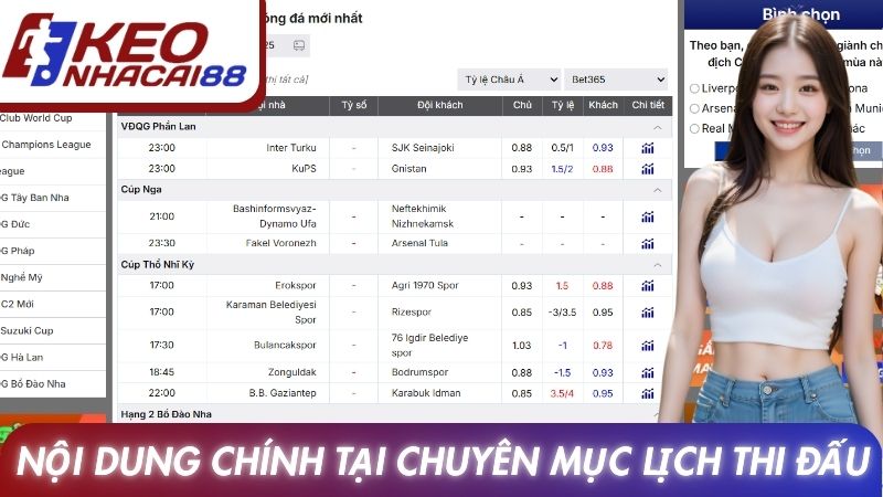 Lịch thi đấu 2 Nội dung chính tại chuyên mục Lịch Thi Đấu